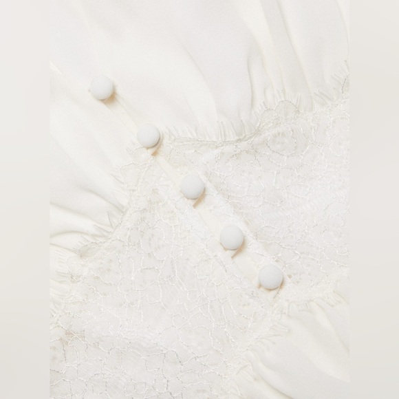 CINQ A SEPT Sanya Ruffled Silk & Lace ivory Dress 2 NWOT - Picture 4 of 12